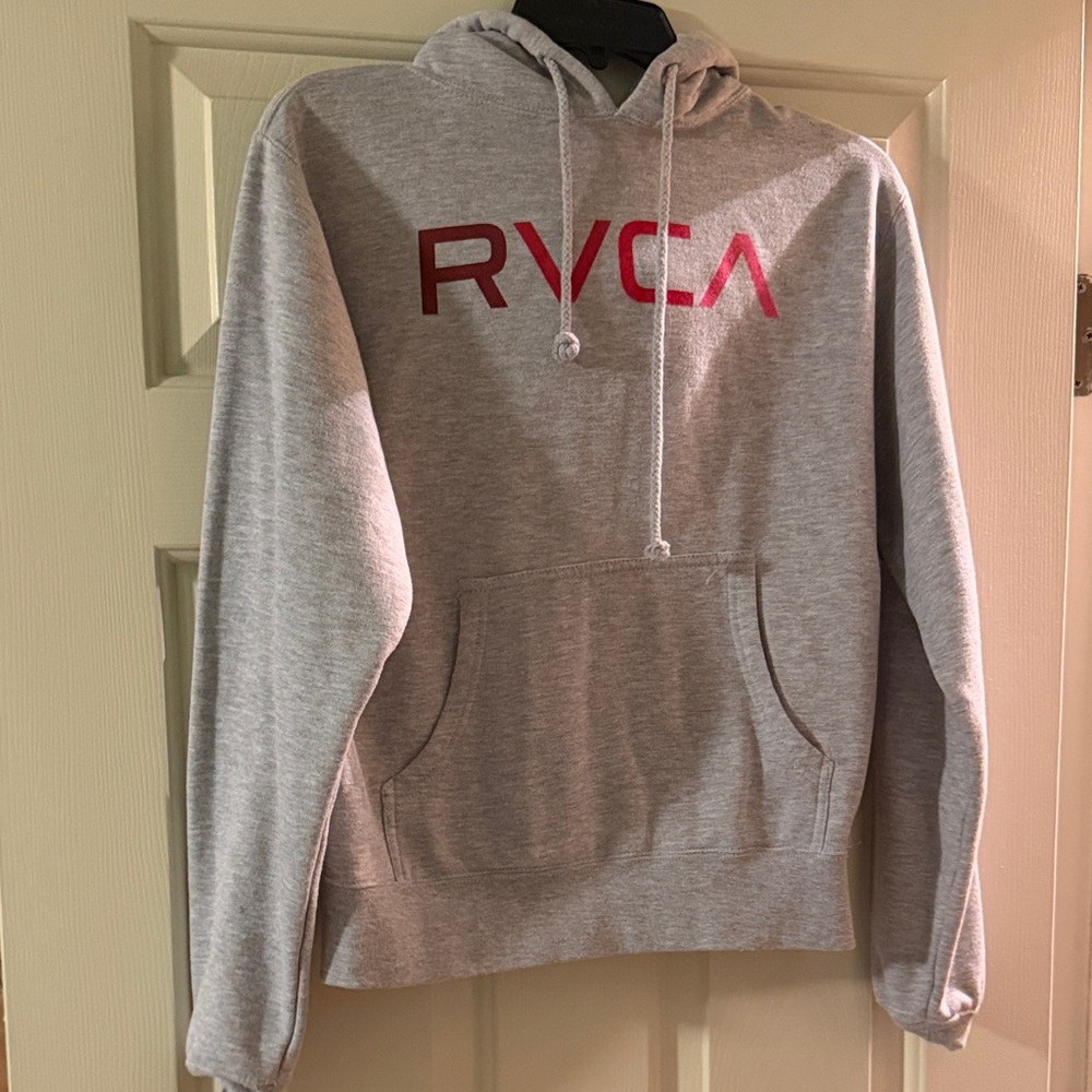 Vintage RVCA Heather Gray Hoodie with Red Accents